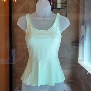 Express Zip Back Peplum Top in Mint
